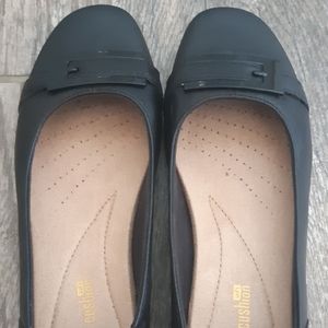 Clarks Black Flat Leather Shoes